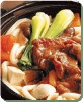 Beef soup udon in pot